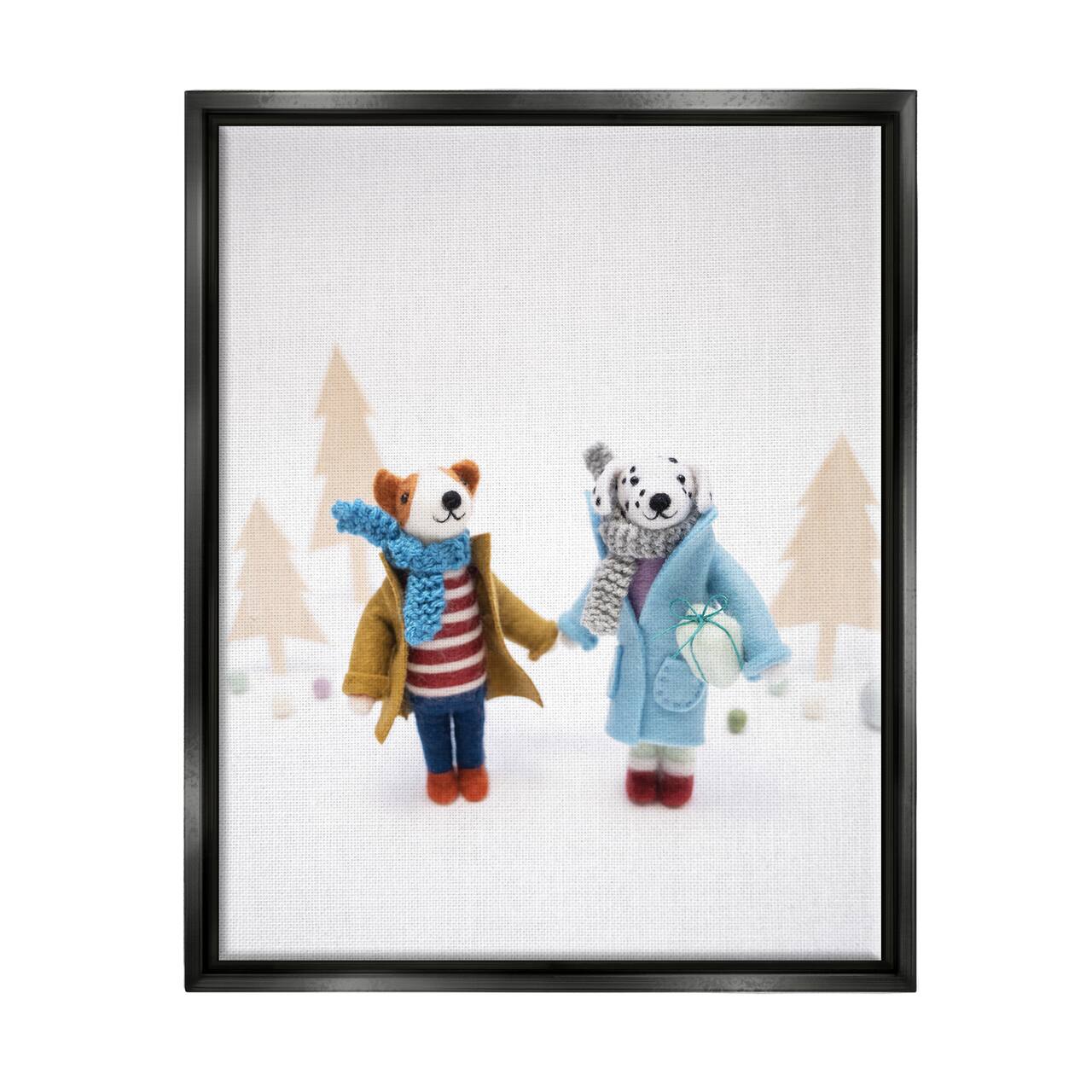 Stupell Industries Winter Holiday Gifts Dog Couple Framed Floater Canvas Wall Art